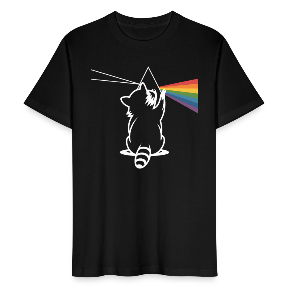 Raccoon Prism T-Shirt – Bio Unisex Shirt mit Regenbogen-Design - Schwarz