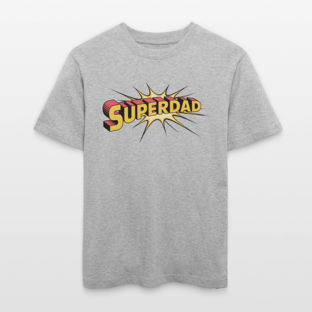 Superdad Relaxed Fit (Unisex) T-Shirt | Comic-inspiriertes Vatertagsdesign im Pop-Art-Stil - Grau meliert