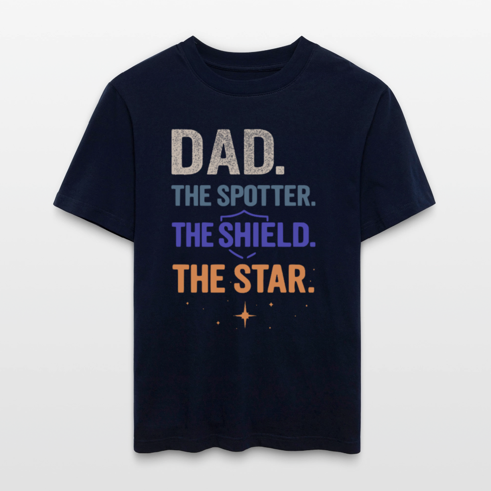 Emotionales Vatertags Relaxed Fit T-Shirt | Dad. The Spotter. The Shield. The Star. - Navy