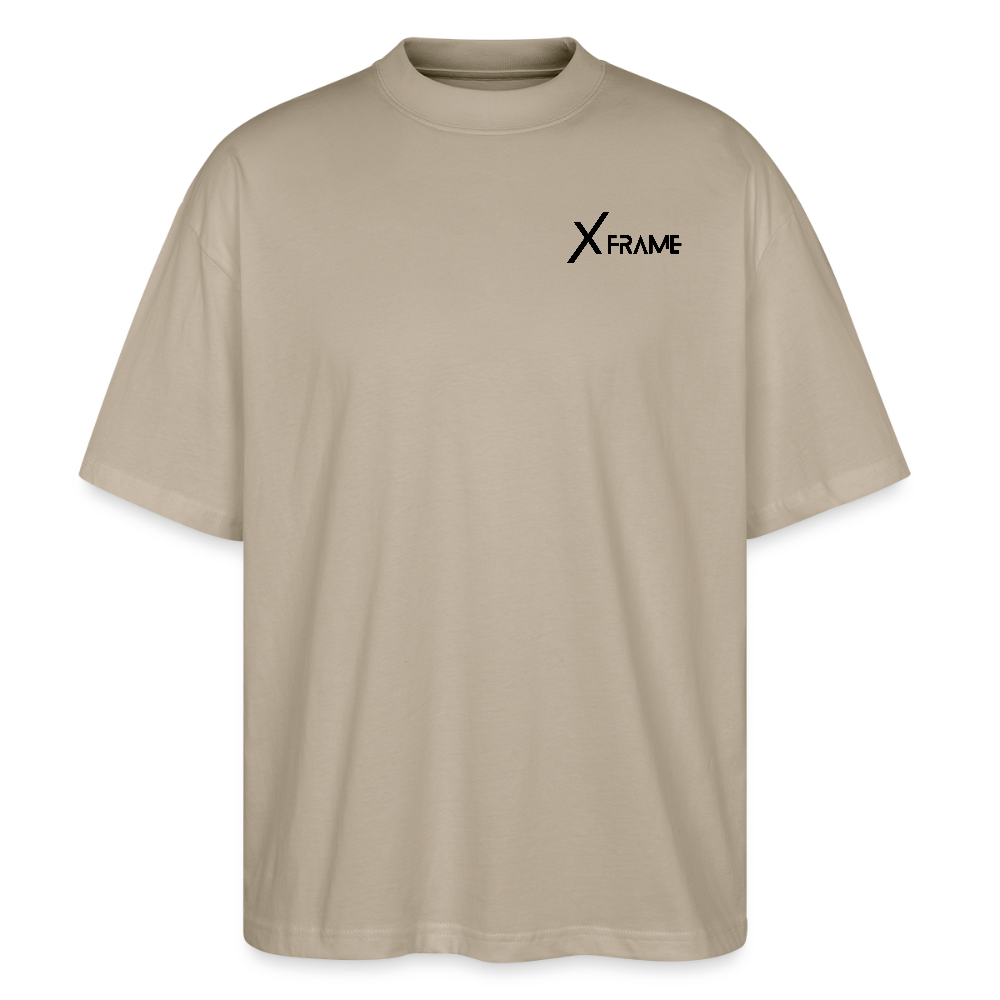 XFRAME Oversized Shirt Unisex | Premium Fitness T-Shirt mit Bodybuilding-Silhouette (Heller Stoff) - Steingrau
