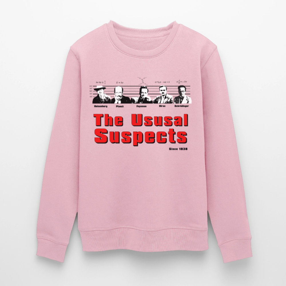 The Usual Suspects Sweatshirt – Bio Unisex Pullover mit Physiker-Frontprint im Retro-Stil - Hellrosa
