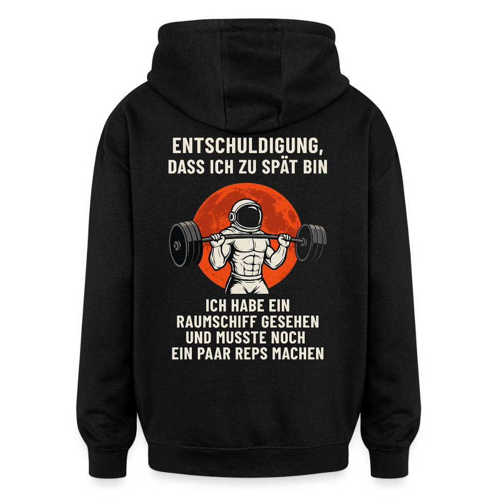Lusitger Unisex Oversized Hoodie Astronaut Gym | Gemütlicher Premium Hoodie Spruch „Ich habe ein Raumschiff “ - Schwarz