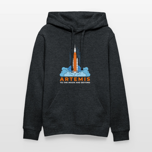 Artemis Mission Bio Hoodie Unisex | To The Moon And Beyond | Nachhaltiger Weltraum Raketen Kapuzenpullover - Dunkelgrau meliert