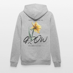 Unisex Bio Hoodie mit Blumenmotiv & „Grow“-Spruch | Nachhaltiger Kapuzenpullover - Grau meliert