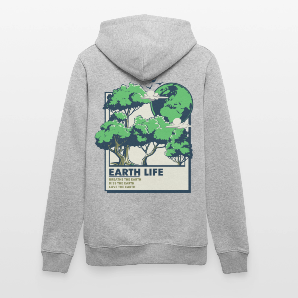 Unisex Organic Hoodie „EARTH LIFE“ | Nachhaltiger Kapuzenpullover mit Natur-Statement aus Bio-Baumwolle - Grau meliert