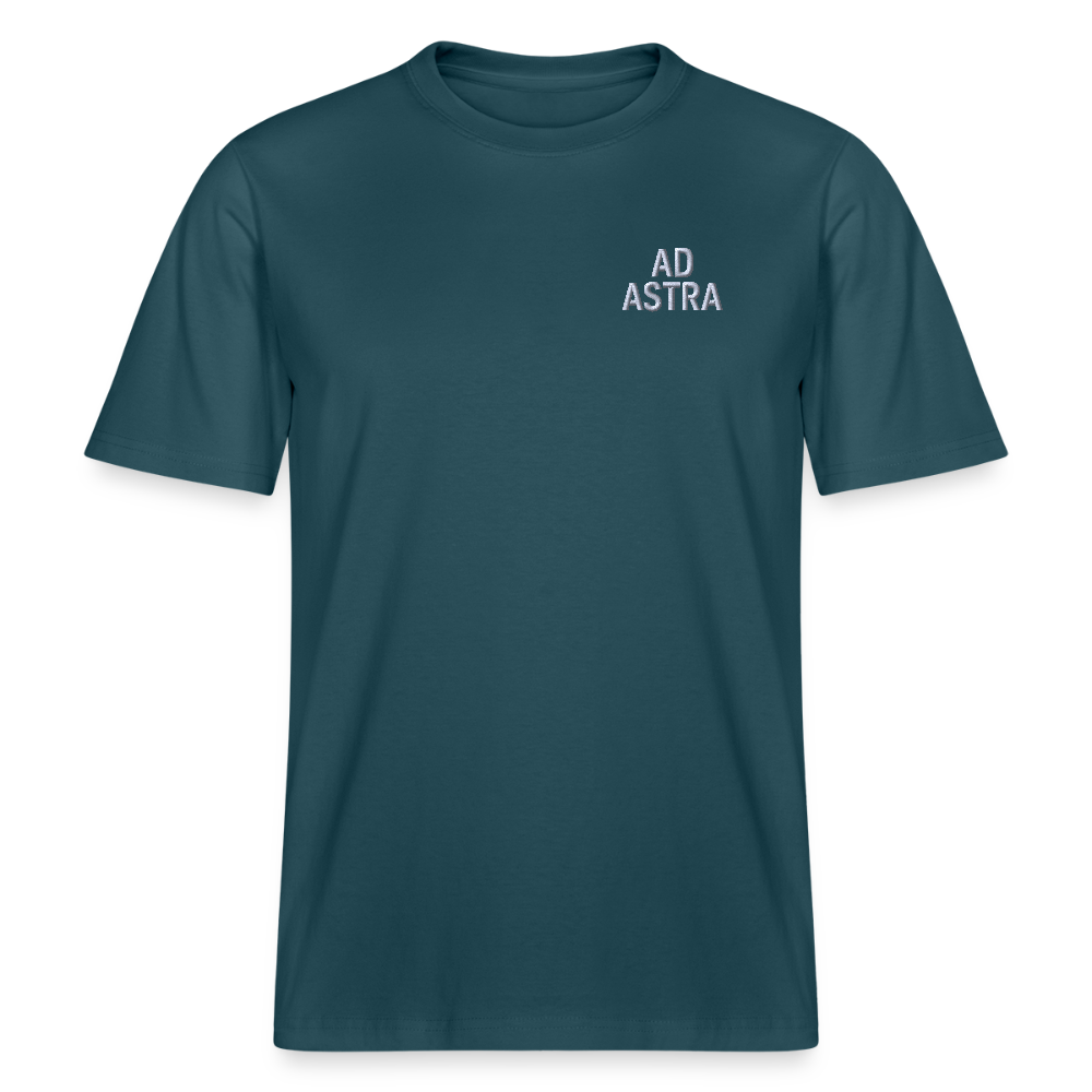 AD ASTRA Bestickung auf Organic Unisex Relaxed Fit Shirt | Nachhaltiges Space-Design mit 100% Bio-Baumwolle - Dunkles Petrol