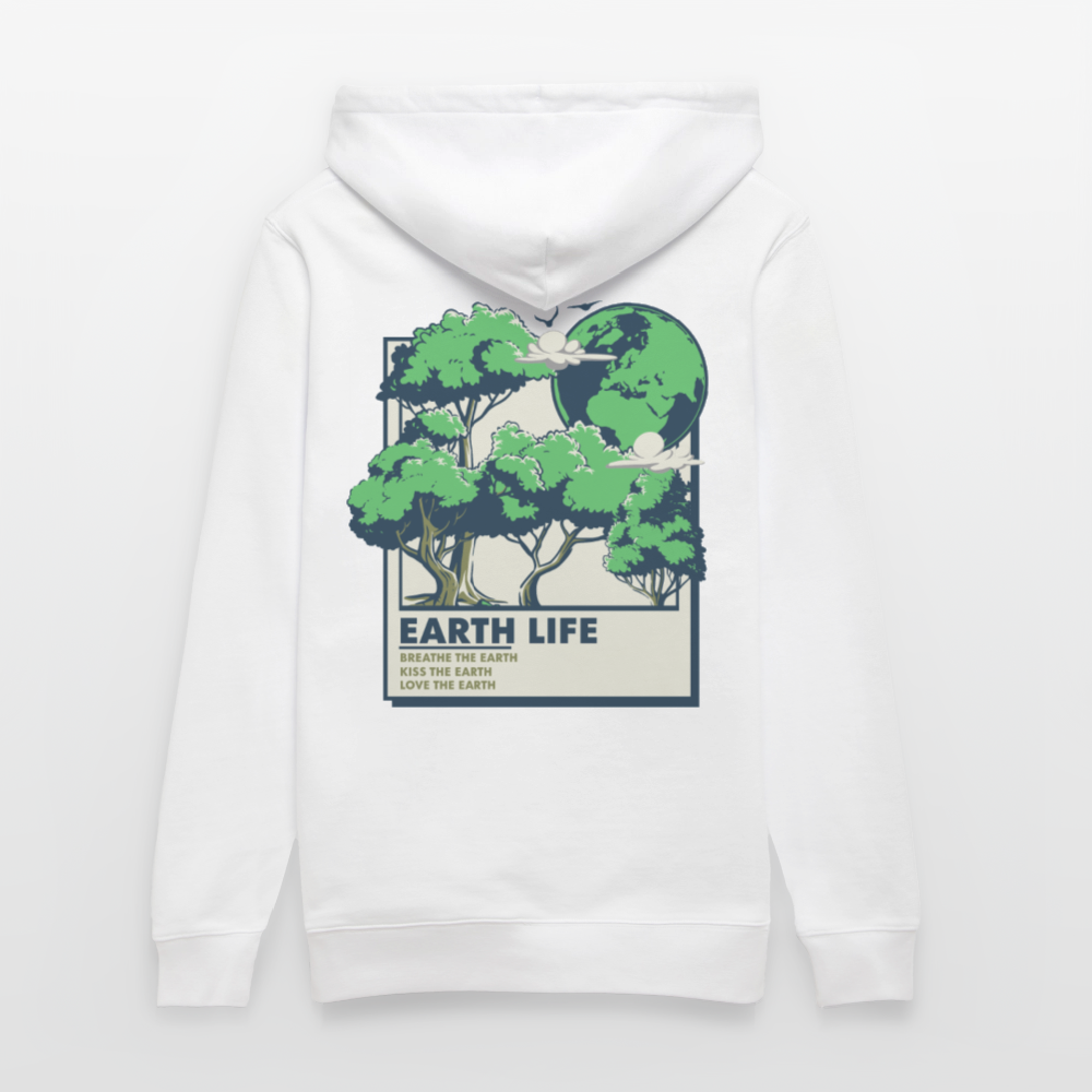 Unisex Organic Hoodie „EARTH LIFE“ | Nachhaltiger Kapuzenpullover mit Natur-Statement aus Bio-Baumwolle - Weiß