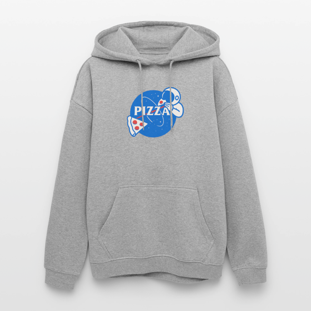 NASA Pizza Fusion Hoodie | Premium Oversized Hoodie mit Space-Pizza-Motiv - Grau meliert