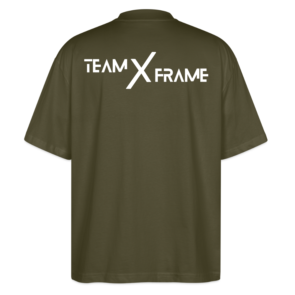 Premium Organic Unisex Oversized Shirt Team XFrame 2 | Stylisches Bodybuilding Shirt - Khaki
