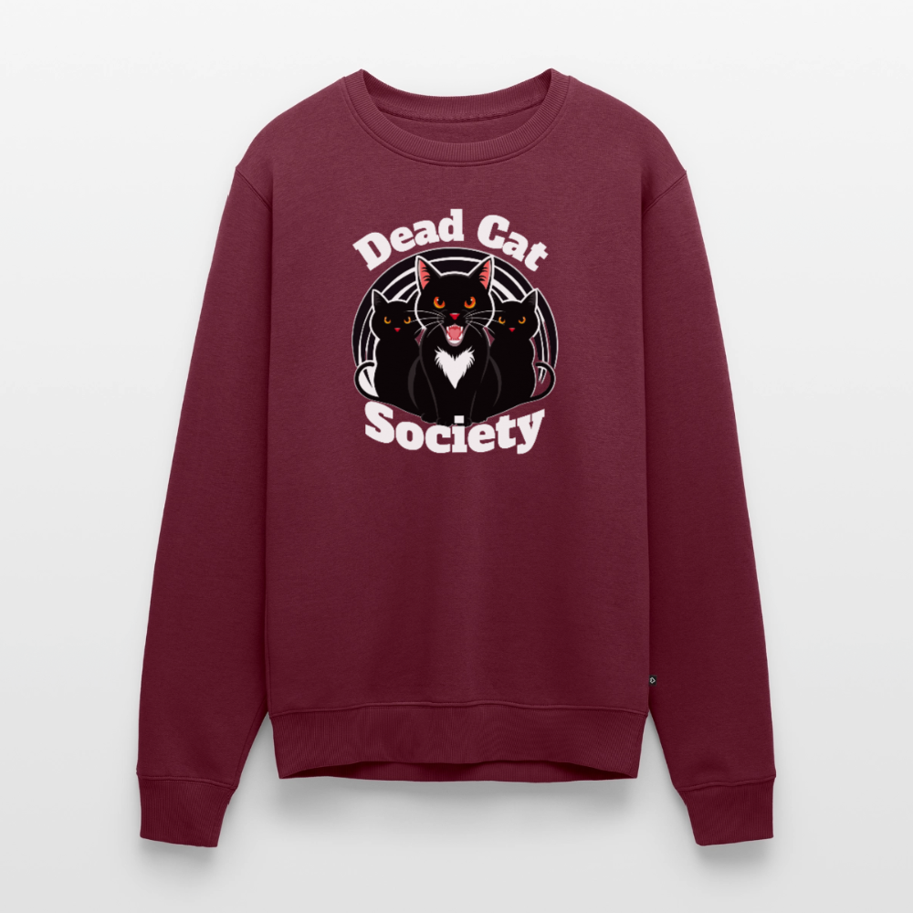 Dead Cat Society – Männer Premium Bio Pullover | Schrödingers Katze & Physik Nerd Design - Burgunderrot
