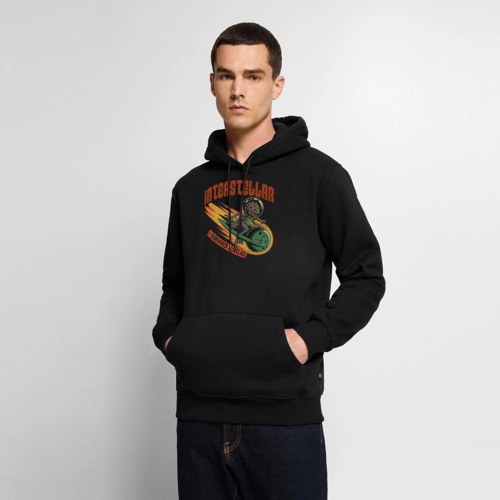 Premium Hoodie "3I/ATLAS" – Vintage Sci-Fi Alien Kapuzenpullover mit Kopfhörer-Feature - Schwarz