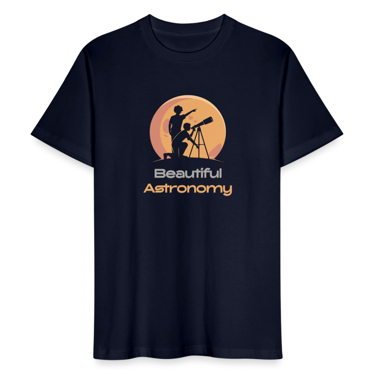 Bio-T-Shirt Beautiful Astronomy – Dunkles Unisex Shirt mit Teleskop-Motiv & Sternenhimmel-Design für Damen & Herren - Navy