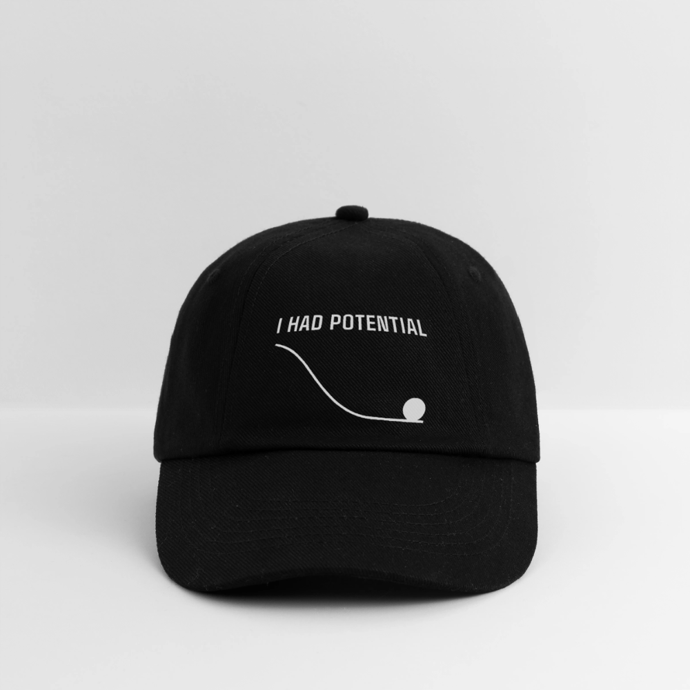 "I Had Potential" Baseball Cap | Lustige Physik Nerd Kappe - Schwarz/Schwarz