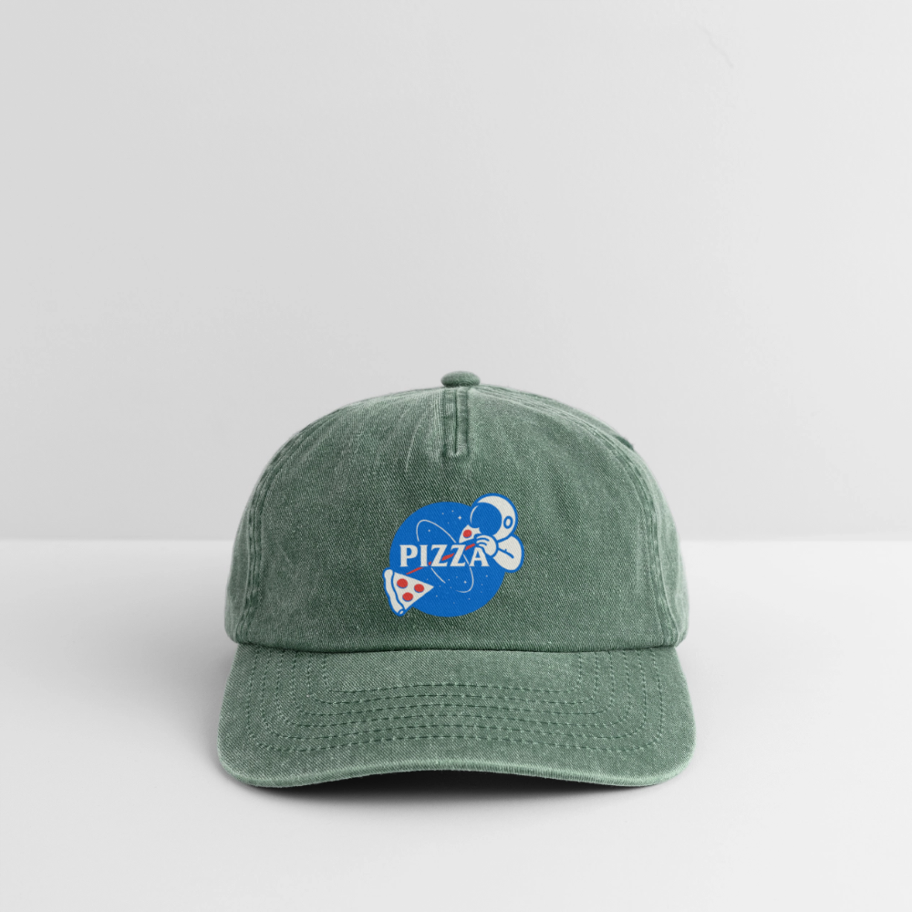 NASA Pizza Fusion Cap – Vintage-Basecap mit Astronaut-Pizza-Print - Vintage Flaschengrün 
