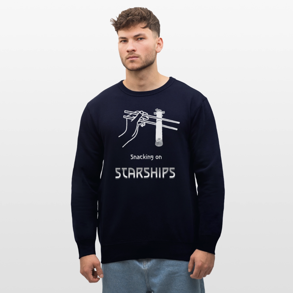 Starship Sweatshirt mit futuristischem Frontprint | „Snacking on Starships“ | 100% Bio-Baumwolle - Navy