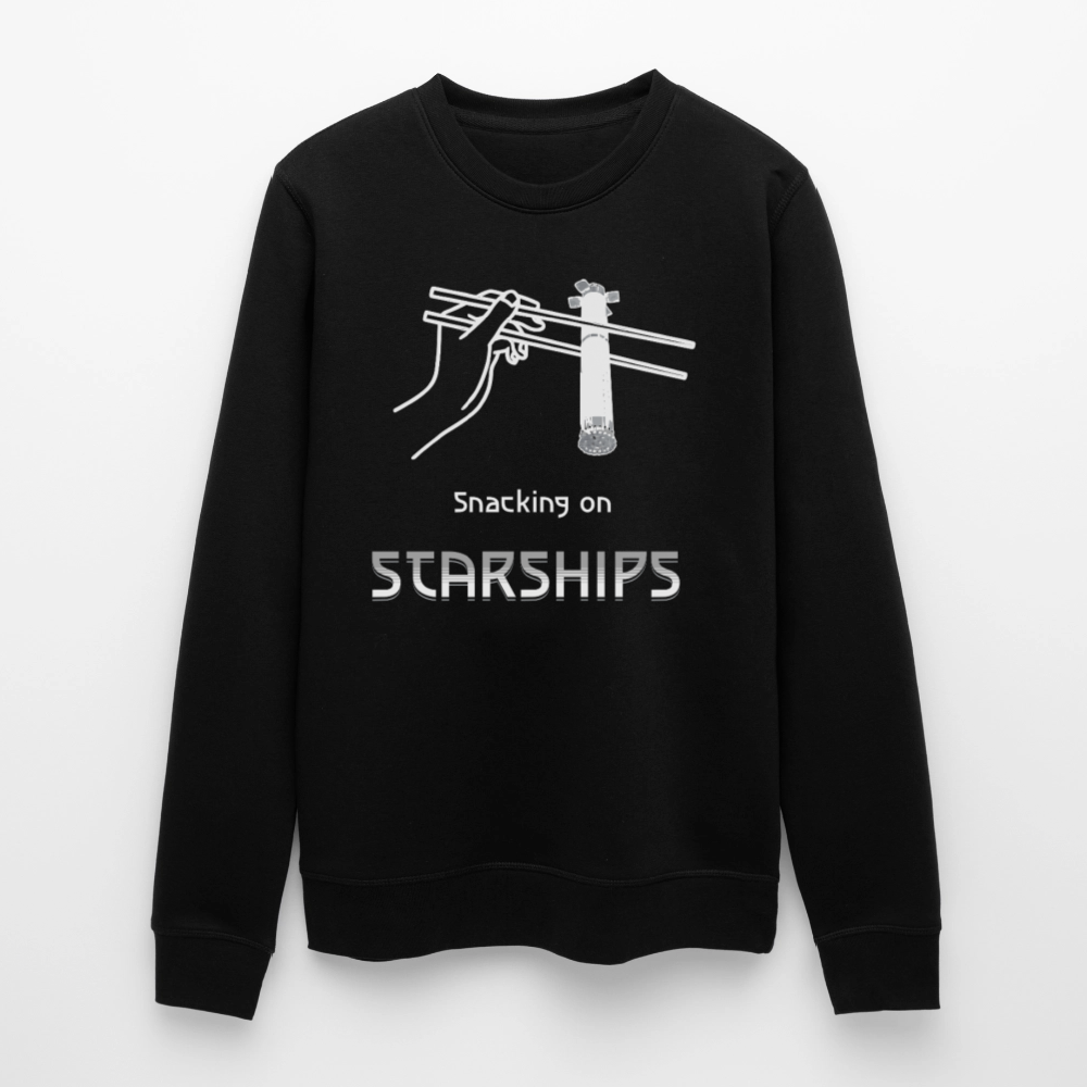 Starship Sweatshirt mit futuristischem Frontprint | „Snacking on Starships“ | 100% Bio-Baumwolle - Schwarz