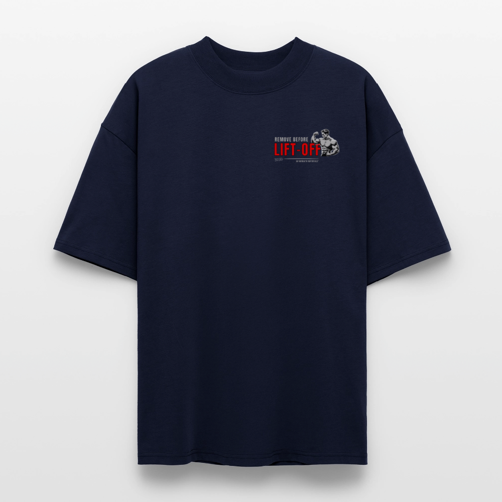 REMOVE BEFORE LIFT-OFF Shirt – Oversized Shirt mit Aviation & Gym Design (Unisex)| 100% Bio-Baumwolle - Navy