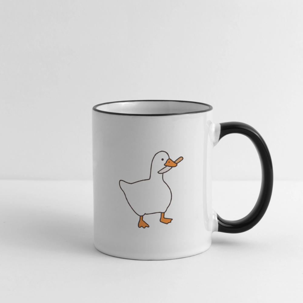 Lustige Kaffeetasse mit frechem Enten-Motiv „Duck Around and Find Out“ Tasse - Weiß/Schwarz