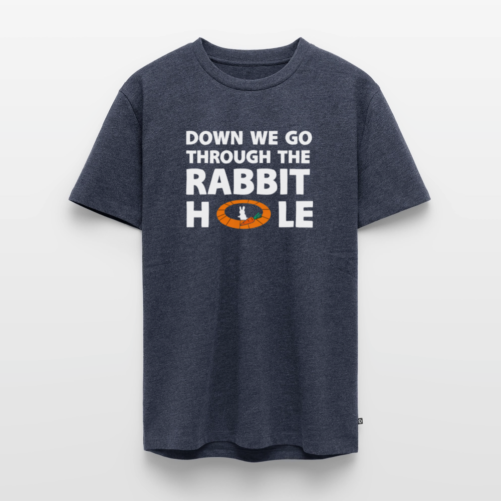 „Down The Rabbit Hole“ Schwarzes Loch | Astronomie & Physik Nerd Premium T-Shirt | Not Oversized, normal Fit - Jeansblau 