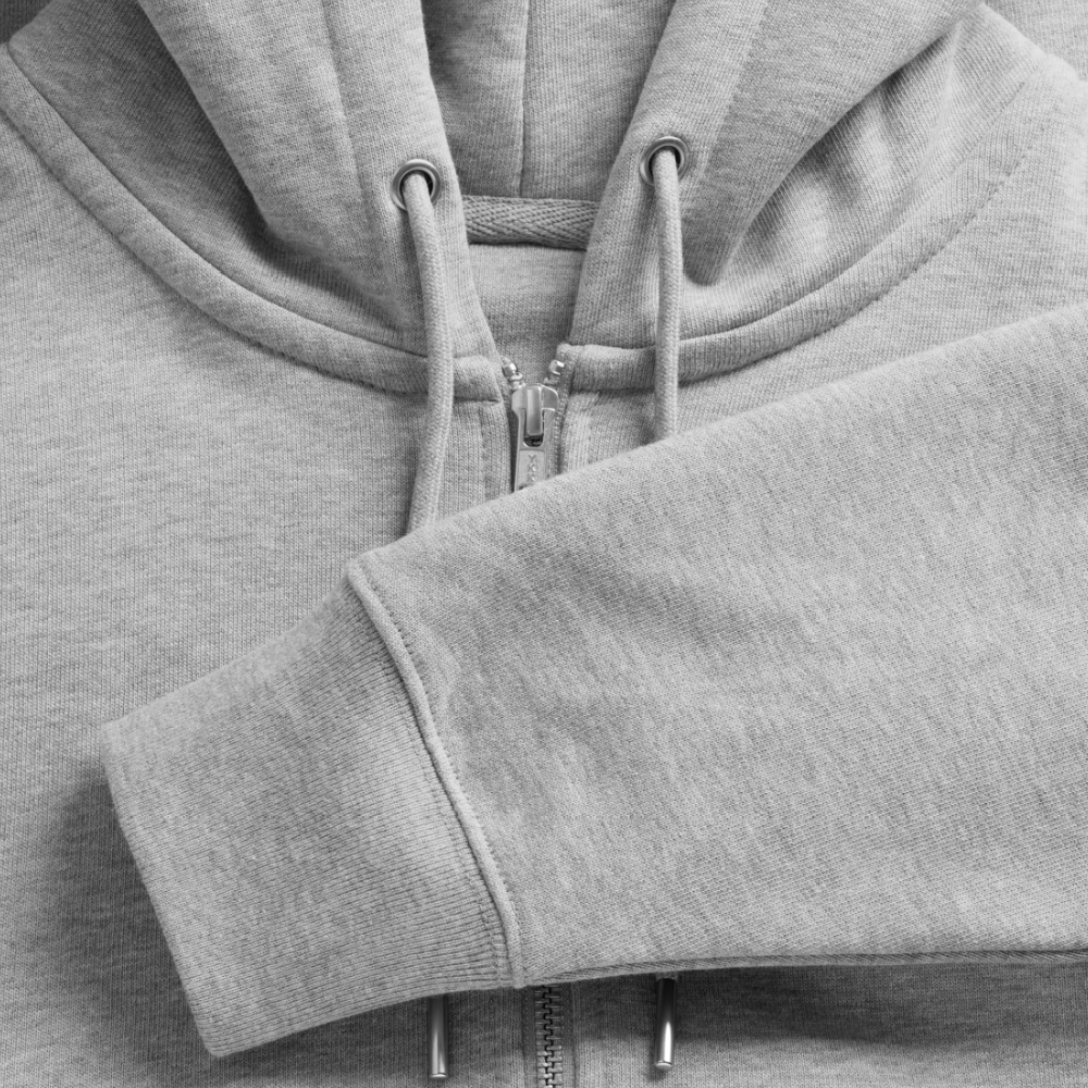 Tired Engineer Club Zipper Hoodie – Bio Unisex mit Statement | Planet Pioneers - Grau meliert