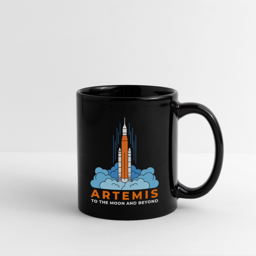 Artemis Mission Tasse | To The Moon And Beyond – Weltraum Raketen Kaffeebecher - Schwarz