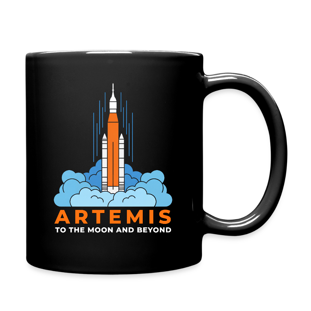Artemis Mission Tasse | To The Moon And Beyond – Weltraum Raketen Kaffeebecher - Schwarz