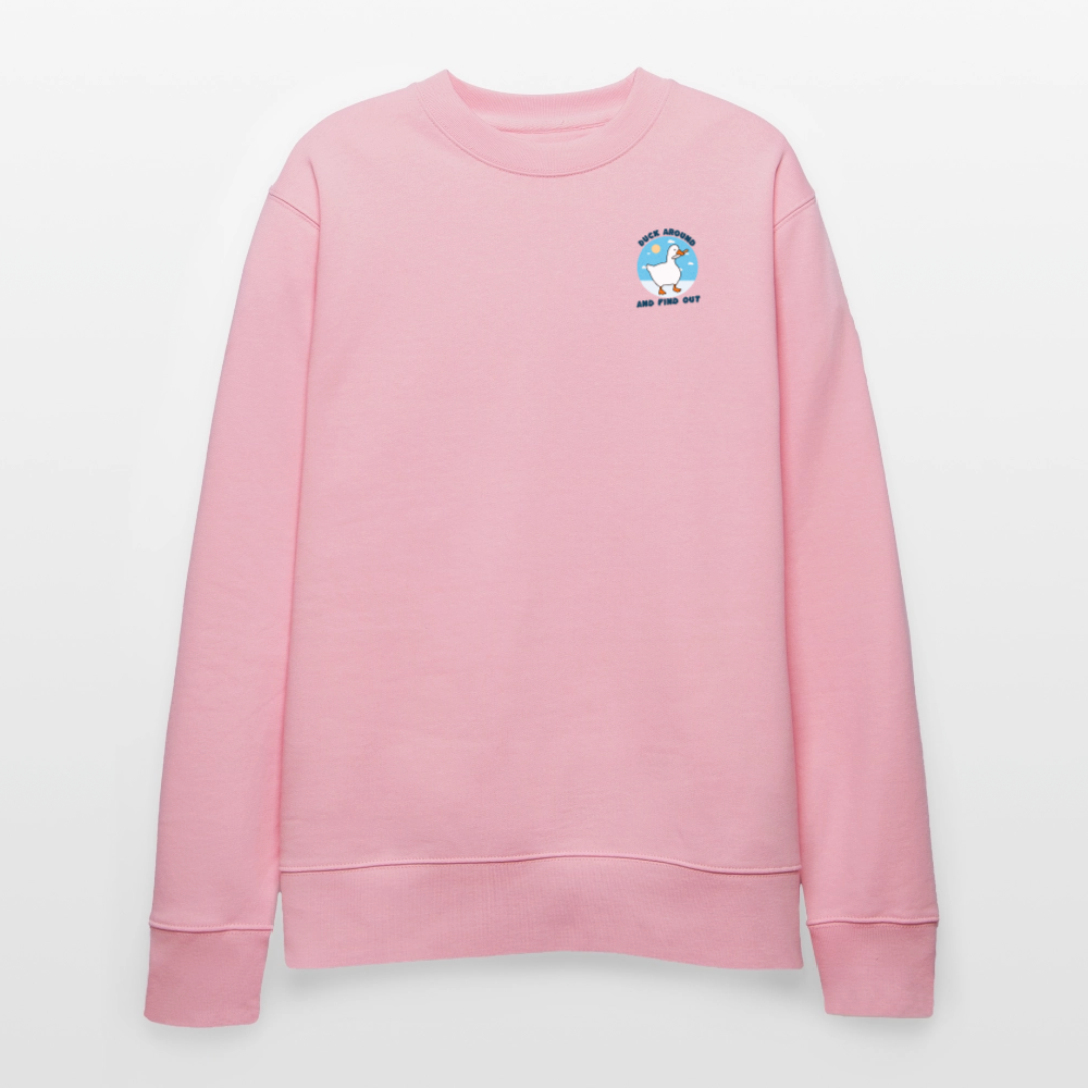 Witziges Enten-Sweatshirt „Duck Around and Find Out“ | Unisex & 100% Organic Sweatshirt - Hellrosa