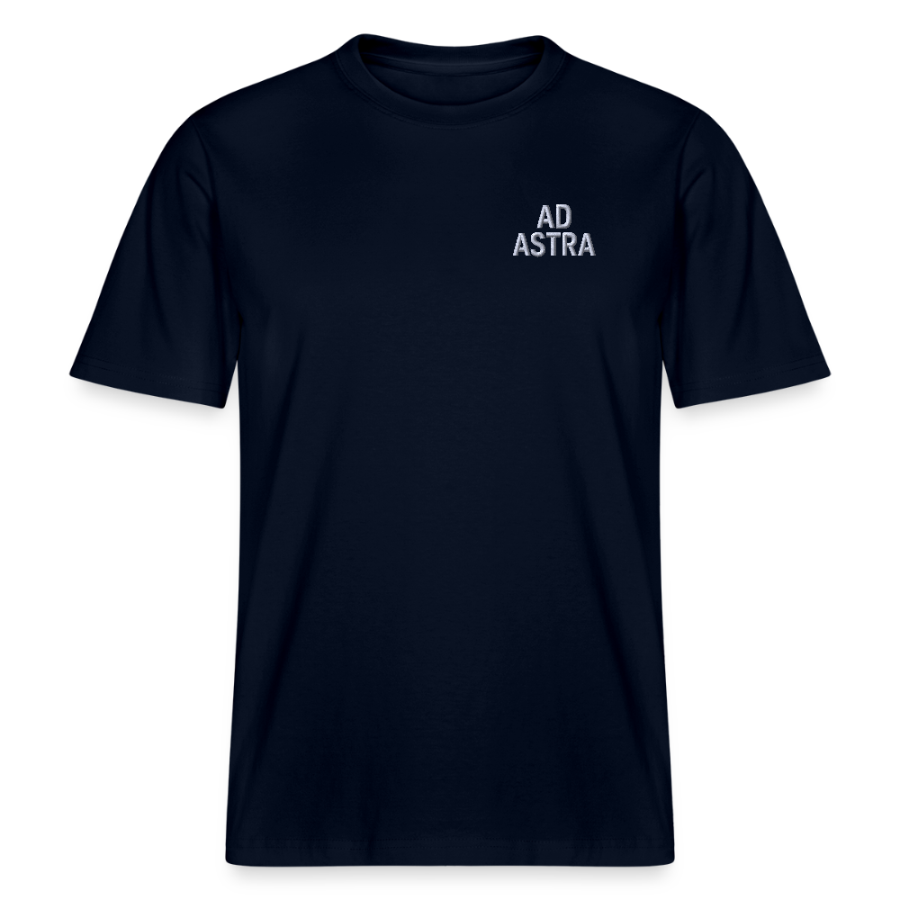 AD ASTRA Bestickung auf Organic Unisex Relaxed Fit Shirt | Nachhaltiges Space-Design mit 100% Bio-Baumwolle - Navy
