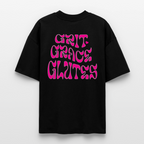 Oversized Gym Shirt mit Rückenprint | GRIT GRACE GLUTES | 100% Bio-Baumwolle - Schwarz