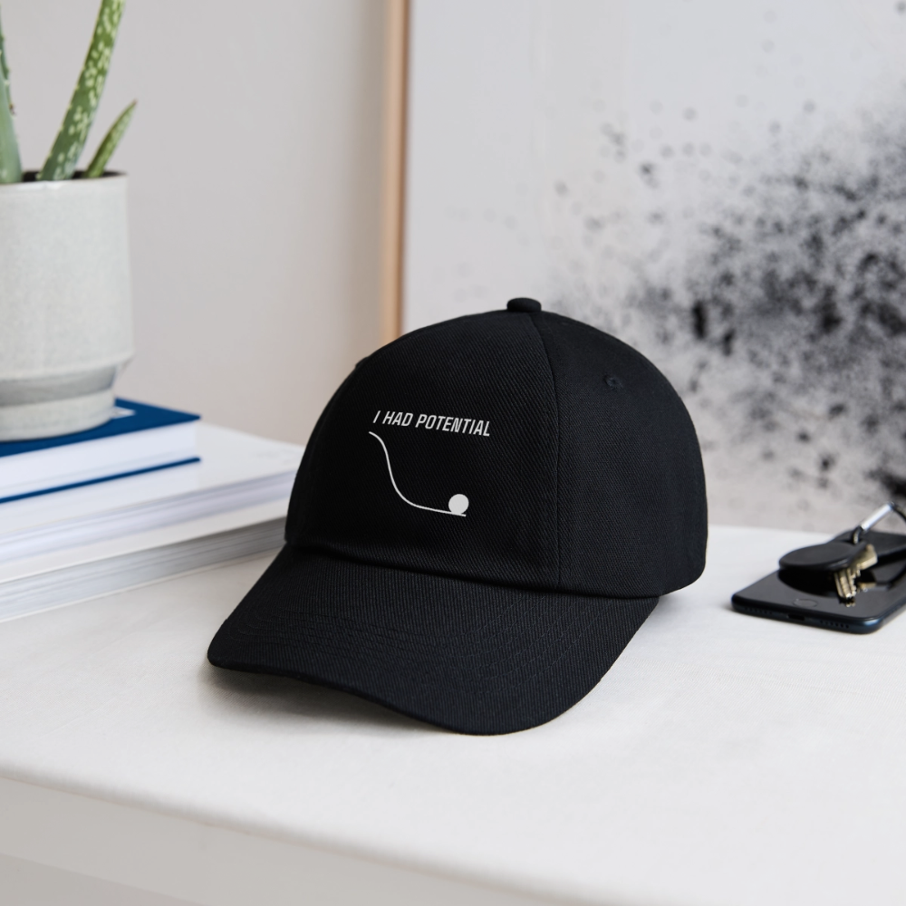 "I Had Potential" Baseball Cap | Lustige Physik Nerd Kappe - Schwarz/Schwarz