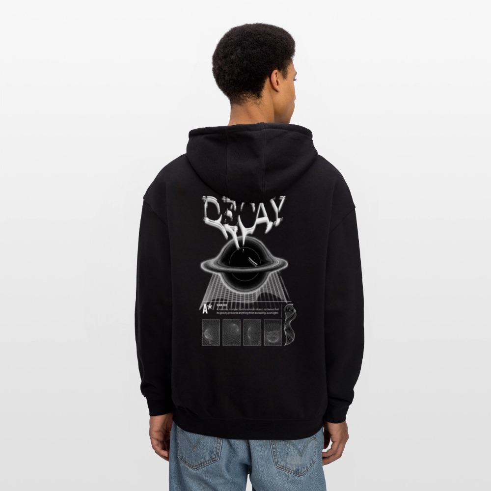 Premium Oversized Hoodie DECAY | Unisex Kapuzenpullover mit Black Hole Design & Backprint - Schwarz