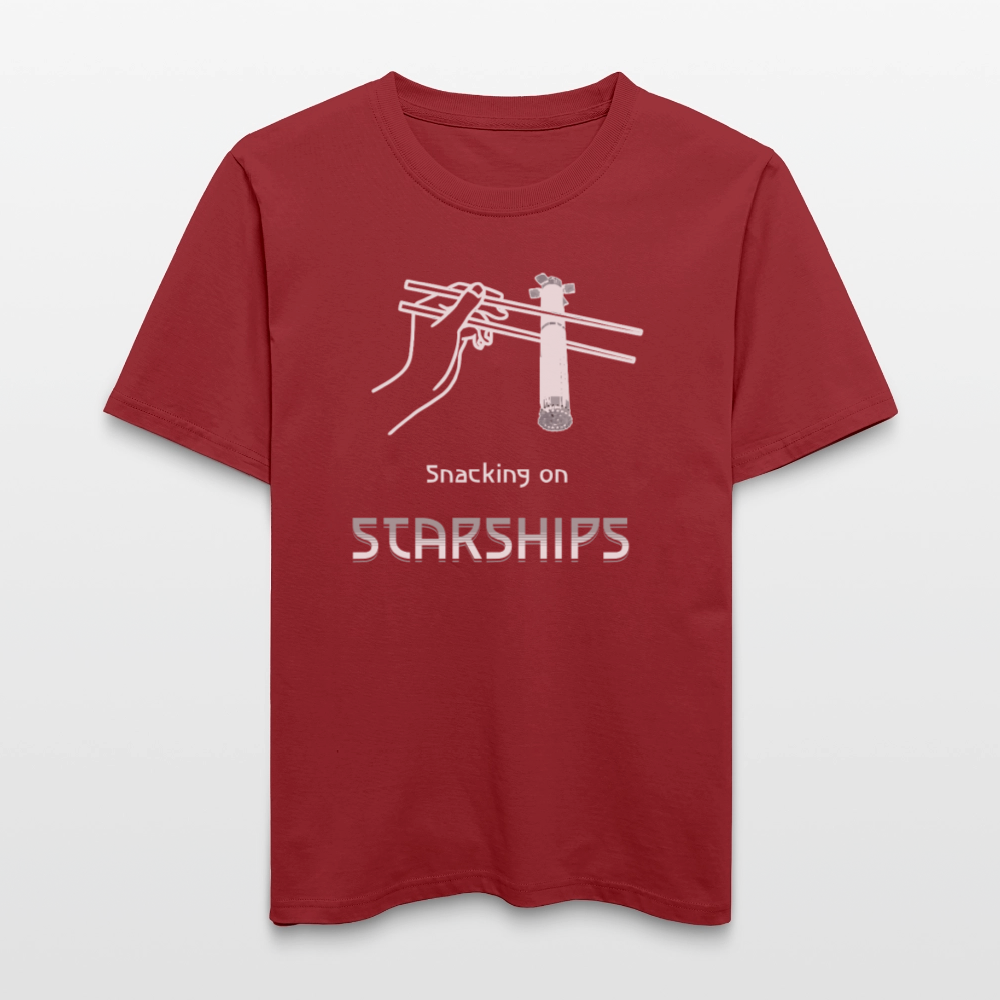 Space Shirt  „Snacking on Starships“ | Relaxed Fit mit Frontprint für Space-Enthusiasten | 100% Organic - Erdrot