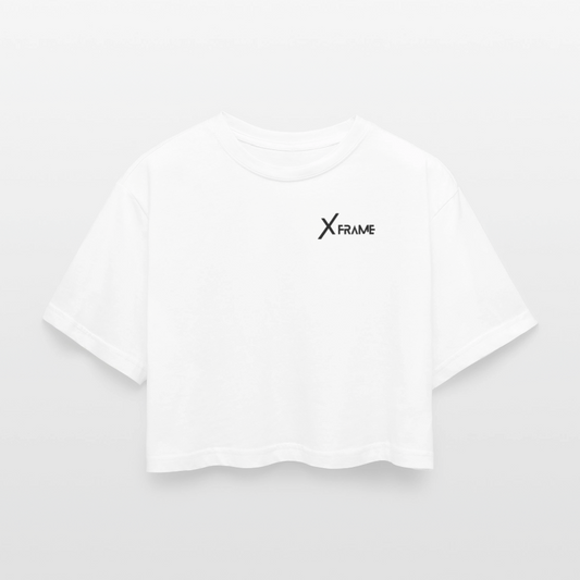 Team XFrame - Premium Oversized Cropped T-Shirt (White) - Weiß