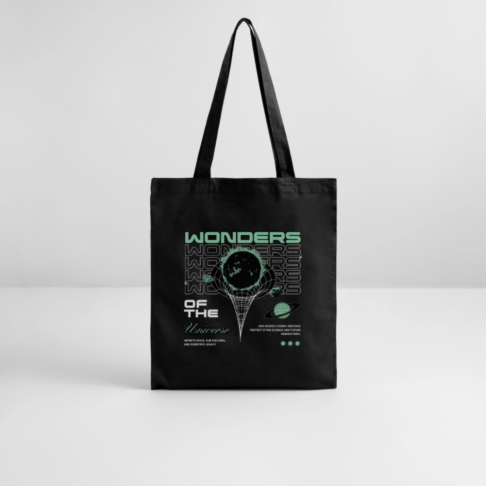 Wonders of the Universe Stoffbeutel – Nachhaltige Bio-Tasche mit Retro Space Design - Schwarz