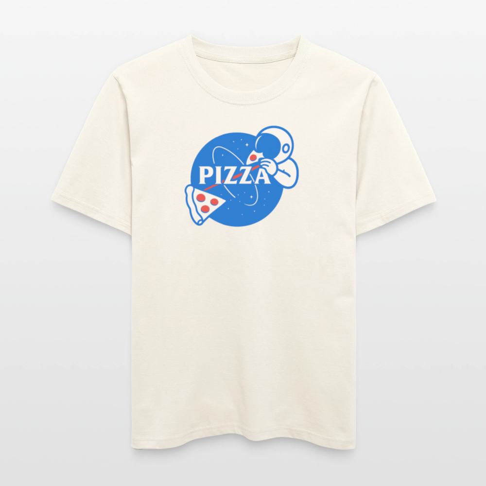 NASA Pizza Fusion T-Shirt | Bio Unisex Shirt im Relaxed Fit mit Space-Pizza-Motiv - Naturweiß 