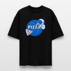 NASA Pizza Fusion Shirt | Oversized Unisex Bio T-Shirt mit Astronaut & Pizzastück - Schwarz