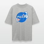 NASA Pizza Fusion Shirt | Oversized Unisex Bio T-Shirt mit Astronaut & Pizzastück - Grau meliert