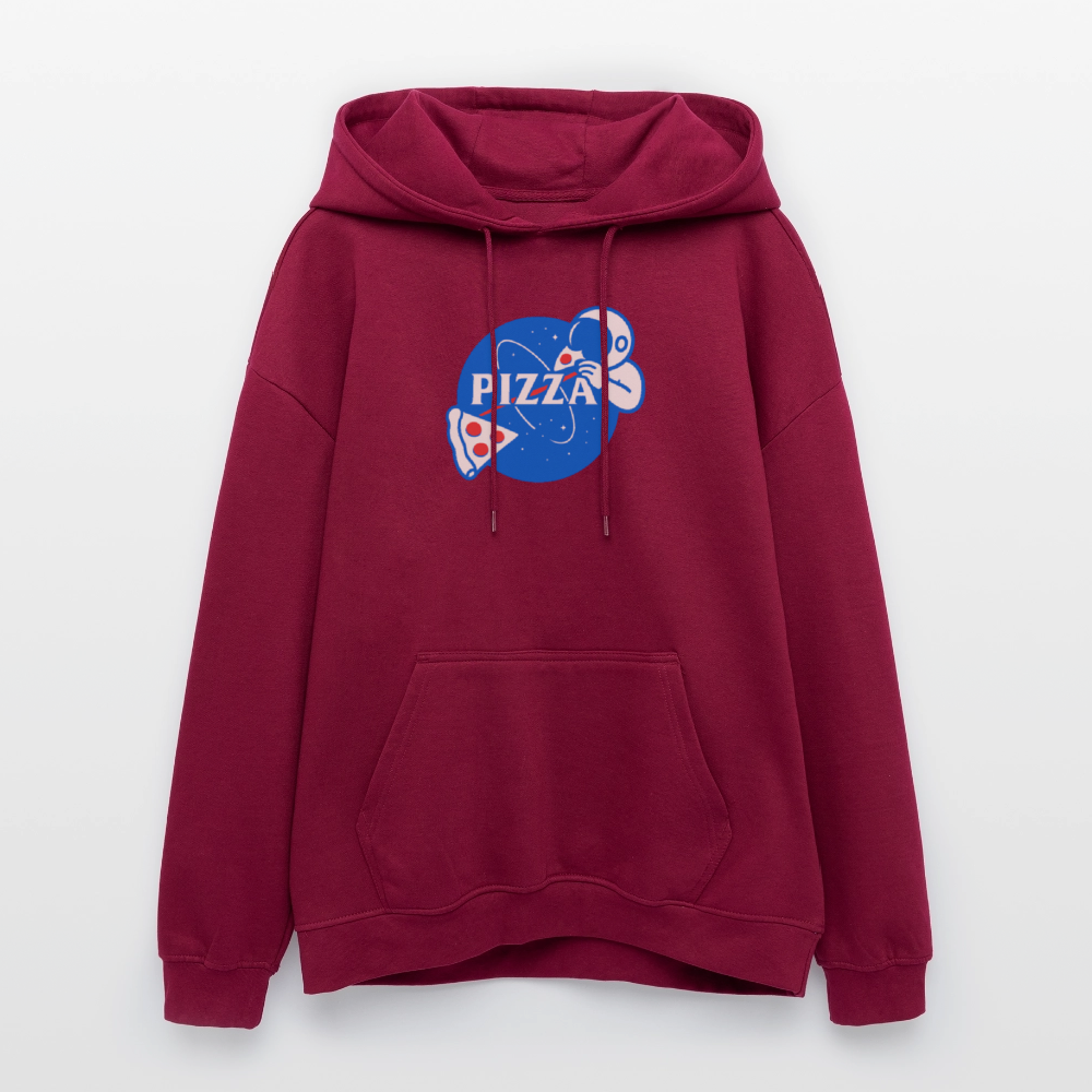 NASA Pizza Fusion Hoodie | Premium Oversized Hoodie mit Space-Pizza-Motiv - Burgunderrot