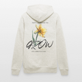 Unisex Bio Hoodie mit Blumenmotiv & „Grow“-Spruch | Nachhaltiger Kapuzenpullover - Beige meliert