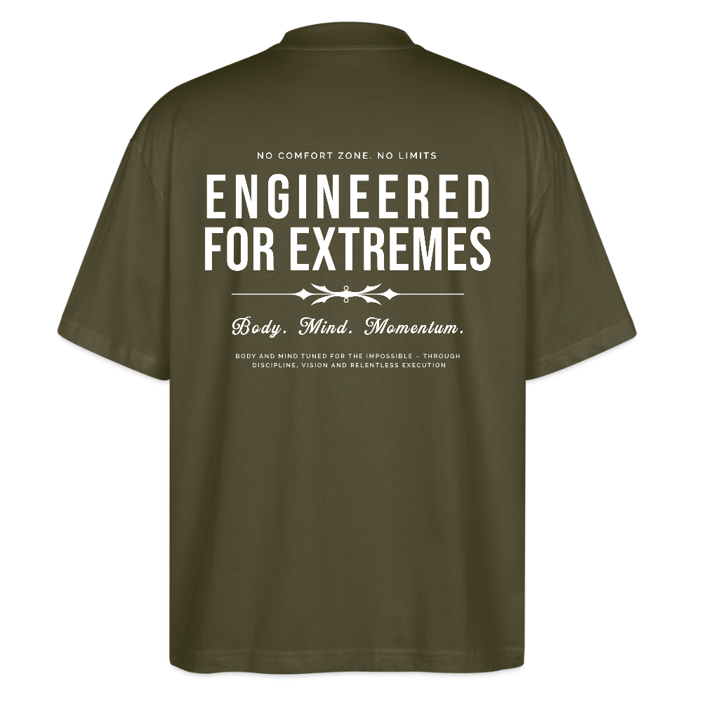 Motivierendes Oversized Shirt | Engineered For Extremes | 100% Bio-Baumwolle - Khaki