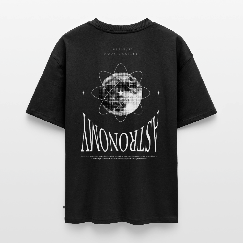 Premium Oversized Bio T-Shirt "Astronomy" – Mond-Print Unisex - Schwarz
