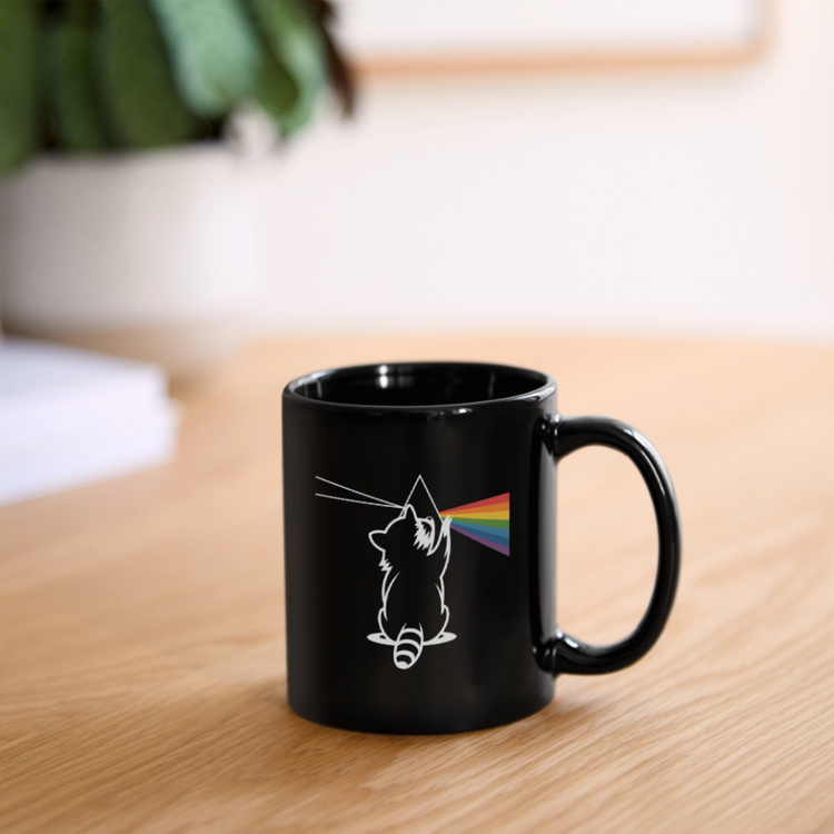 Raccoon Prism Tasse – Stylische Premium-Keramiktasse mit Waschbä - Schwarz