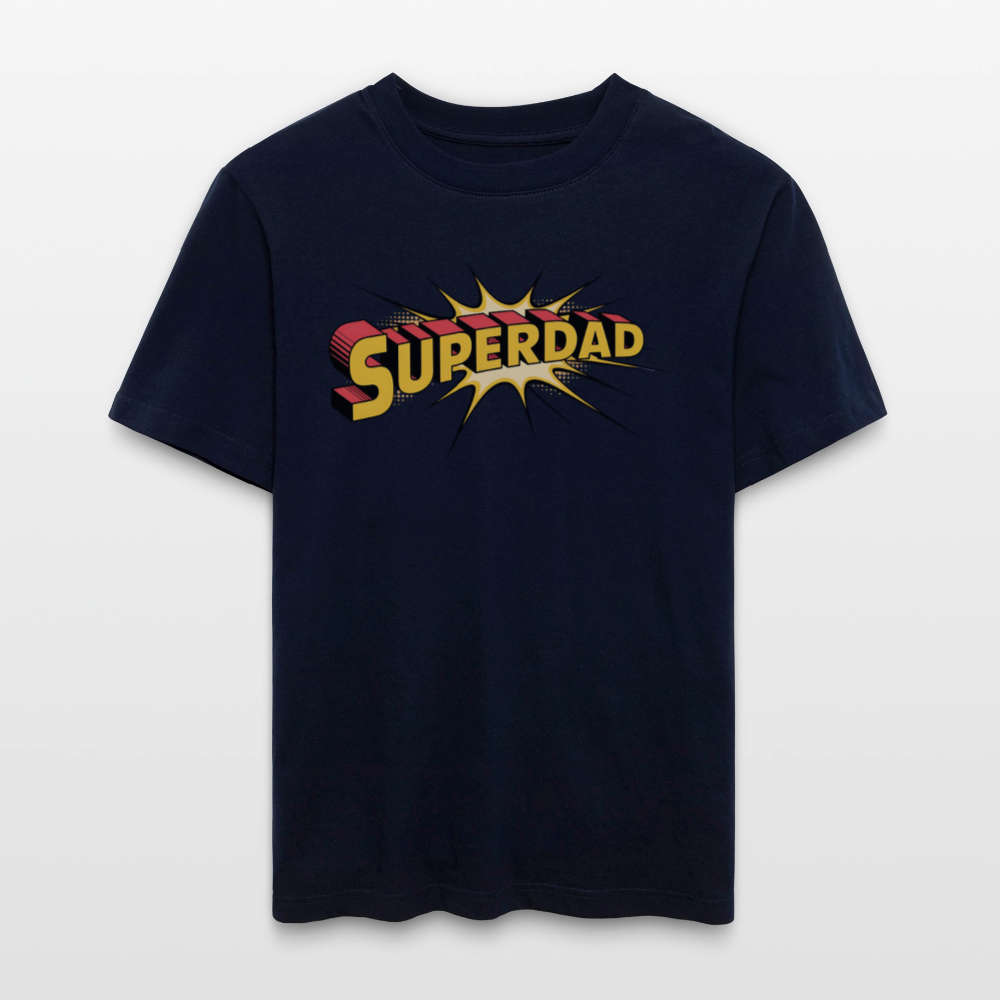 Superdad Relaxed Fit (Unisex) T-Shirt | Comic-inspiriertes Vatertagsdesign im Pop-Art-Stil - Navy