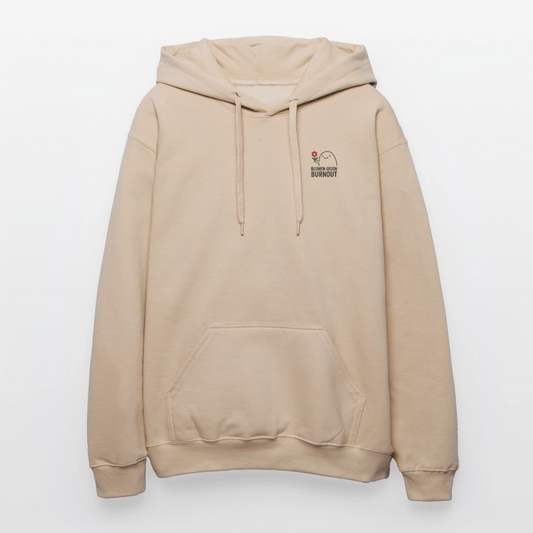 Softstyle Hoodie „Blumen gegen Burnout“ | Midweight, Unisex, Brustprint - Sand