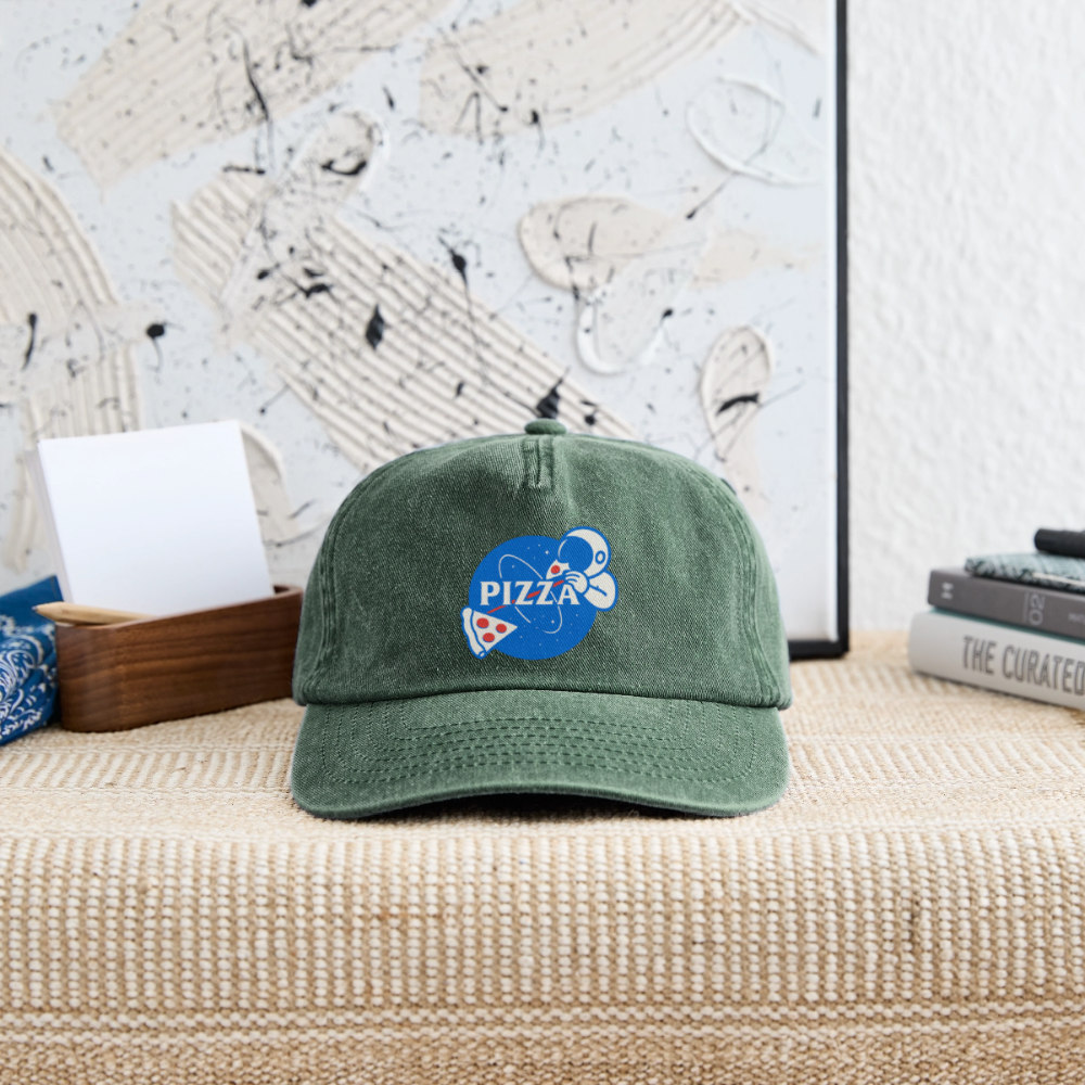 NASA Pizza Fusion Cap – Vintage-Basecap mit Astronaut-Pizza-Print - Vintage Flaschengrün 