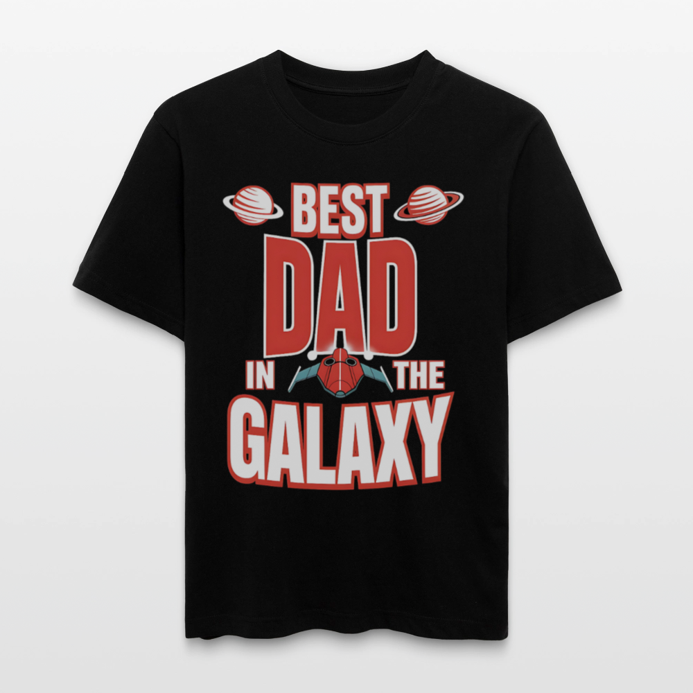 Vatertags Relaxed Fit (Unisex) T-Shirt für Weltraum-Fans | Best Dad in the Galaxy - Schwarz