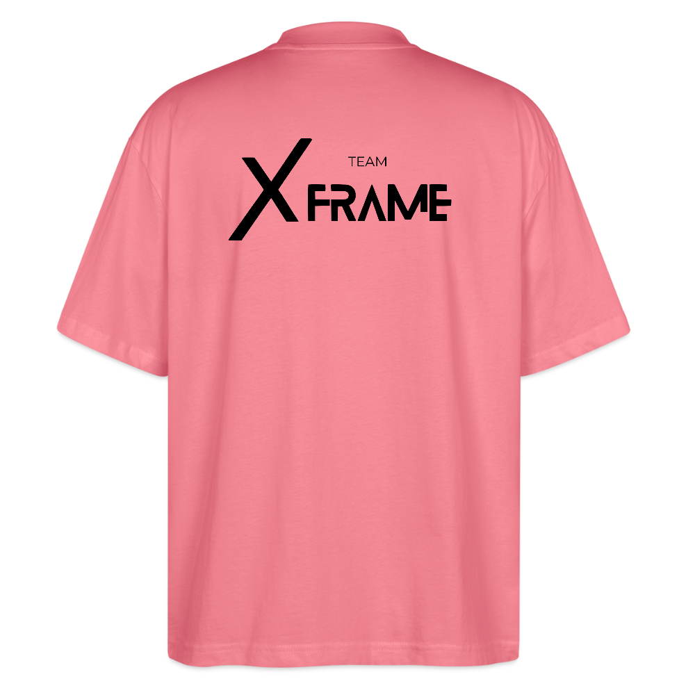 Premium Organic Oversized Shirt | Team XFrame | Stylisches Unisex Shirt für Bodybuilding, Fitness & Training (Heller Stoff) - Pink 
