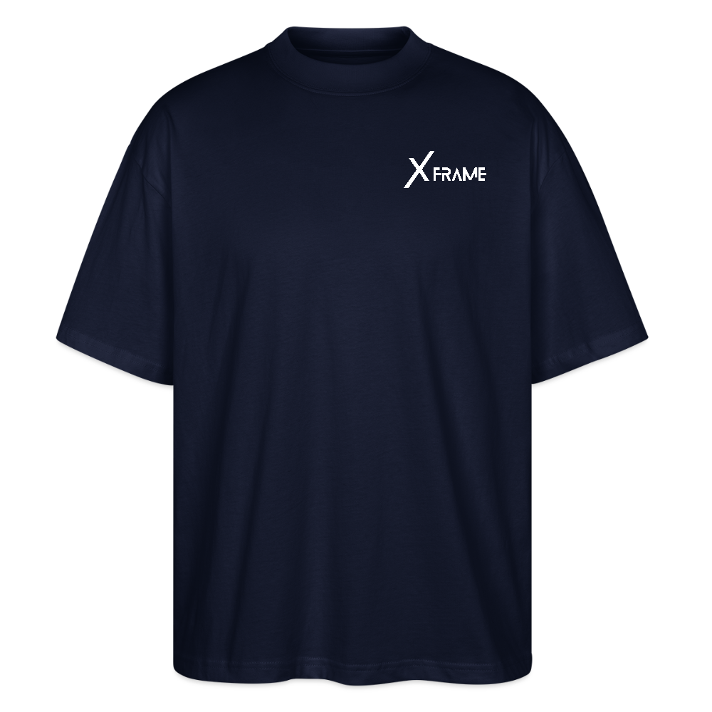 XFRAME Oversized Shirt Unisex | Premium Fitness T-Shirt mit Bodybuilding-Silhouette (Dunkler Stoff) - Navy