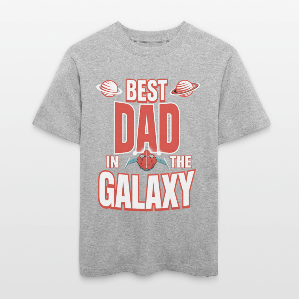 Vatertags Relaxed Fit (Unisex) T-Shirt für Weltraum-Fans | Best Dad in the Galaxy - Grau meliert