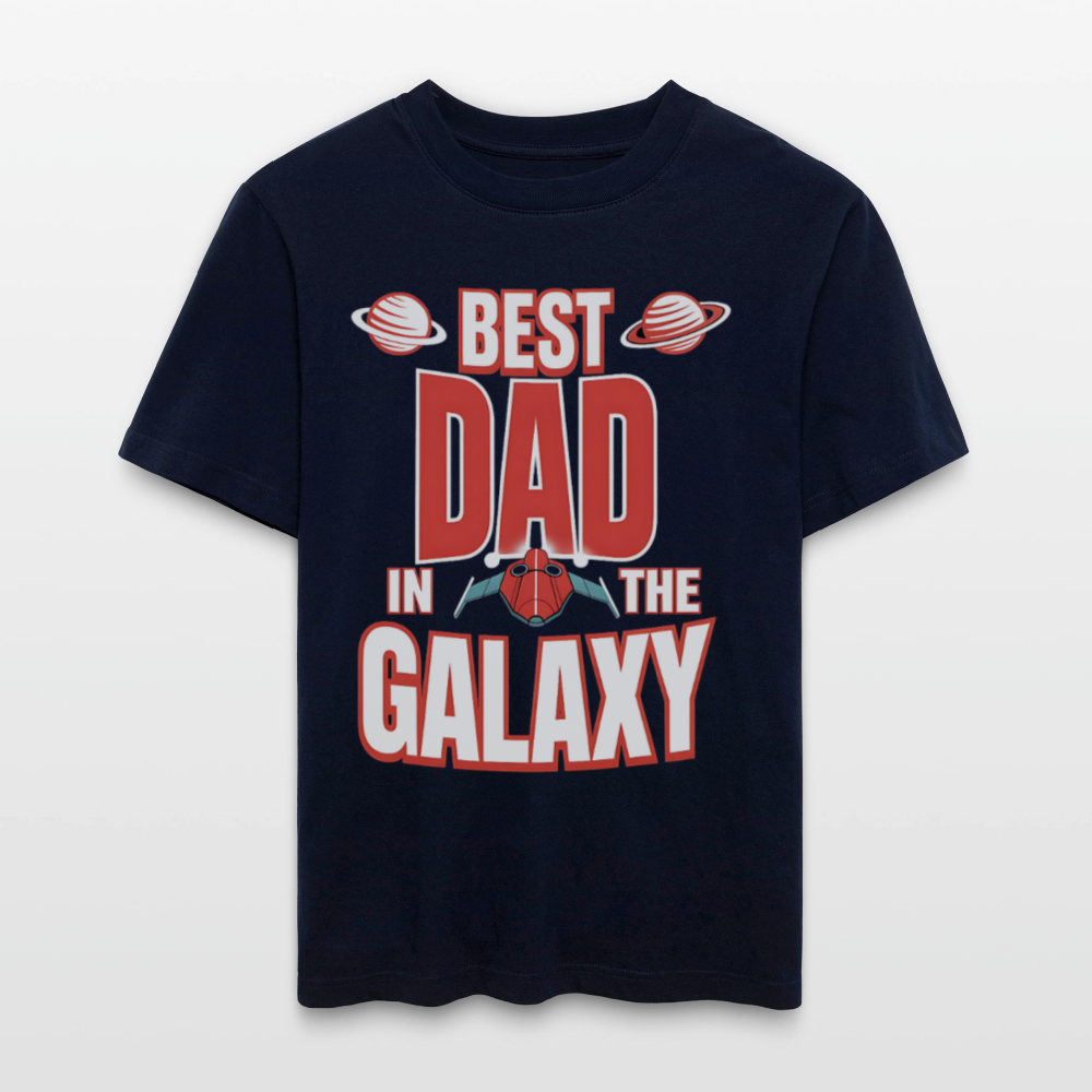 Vatertags Relaxed Fit (Unisex) T-Shirt für Weltraum-Fans | Best Dad in the Galaxy - Navy